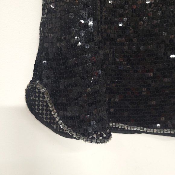 Miss Me Sequin & Beaded Mini Cocktail Black Top/ Dress - Picture 4 of 11